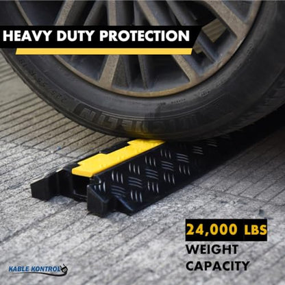 Kable Kontrol Atlas Heavy Duty Cable Protector Ramp - 1 Channel Bulk Wholesale Pallet - 50 Pcs - 39" Long Black & Yellow - 24,000 Lbs Capacity - Rubber Speed Bump Wire Protector Cord Cover - CP9896 - size: 1 Channel - 39" - 50 Units