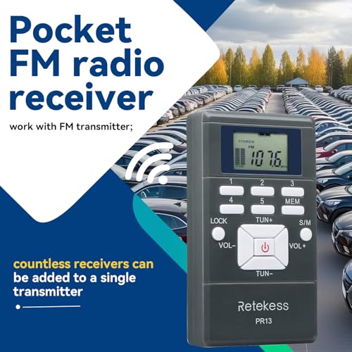 Retekess TR503 Tour Guide Headsets Bundle with PR13 FM Radio Receiver, 2 x AAA Batteries, Portable FM Receiver, Translation Equipment for Church, Meeting(2 Transmitter 30 Receivers)