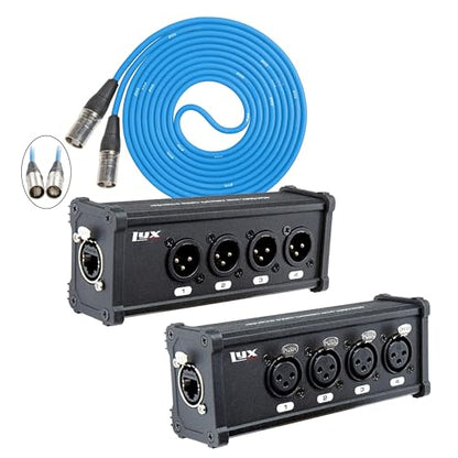 LyxPro 4 Channel 3 Pin Multi Network XLR Cable Breakout M&F to RJ45 Ethercon 50 Feet CAT6 Shielded Ethercon RJ45 for Audio, Sound and Lighting Cable - size: 50FT