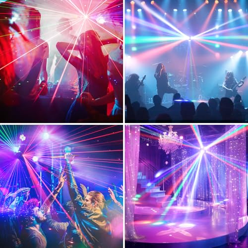 4PCS 3-Axis Moving Head Light, 540° Horizontal & 320° Vertical Rotation, 7 LED Beams/108-LED Color Wheel/Starfield/Amber Strobe, DMX512 Control (19/25CH) for Disco/Club/Live Events - color: 4-pack