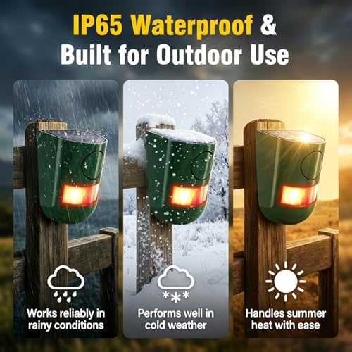 ChunHee Solar Outdoor Motion Sensor Alarm 120dB Sound 4 Mode IP65Waterproof | Loud Sound Strobe Light Security Siren Alarm Easy Set up Alarm for Home,Garden,Yard,Barn,Chicken Coop 2PC - color: GREEN-2pac