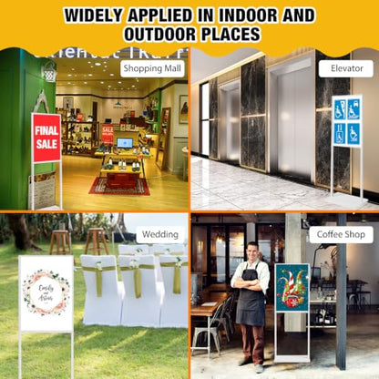 Blulu 4 Pcs Sign Stand Holder, 19.6"x 27.5" Double Sided Metal Wedding Sign Stand, Heavy Duty Floor Standing Poster Holder, Outdoor Banner Stands with Non Slip Mat for Board and Foam Display (White) - color: White