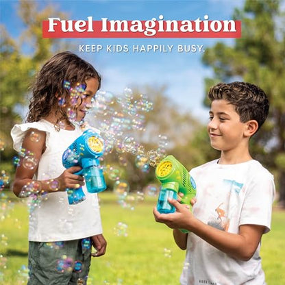 JOYIN 2 Kids Bubble Gun with 2 Bottles Refill Solution, Bubble Machine Gun for Toddlers Kids 4-8, Party Favors, Summer Toy, Outdoors, Easter, Birthday Gift - color: Blue+green