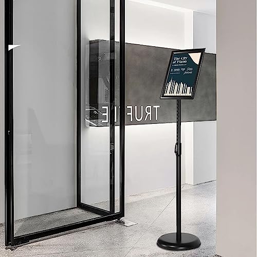 IN WHICH BAY-Adjustable Heavy Duty Poster Sign Holder Stand Floor Sign Stand Aluminum Snap Open Frame for 8.5 x 11 inches both Vertical and Horizontal view Displayed Used for Living and Business(Black)