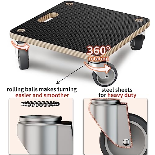 Furniture Mover Dolly Portable Wood Rolling Mover for Heavy Furniture Sofa Cabinet Refrigerator, with 4 360° Rotatable Rubber Universal Wheels, 550 Lbs Capacity, Black (2 Packs) - color: Square