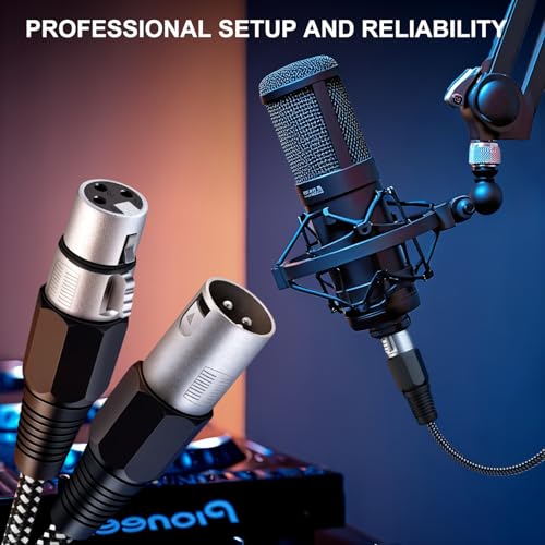 XLR Cable 10 FT/4 Pack, Microphone Cable 3 Pin Nylong Braided Balanced XLR Male to Female Heavy Duty Mic Patch Cords (Pure Copper Conductors) - size: 10FT