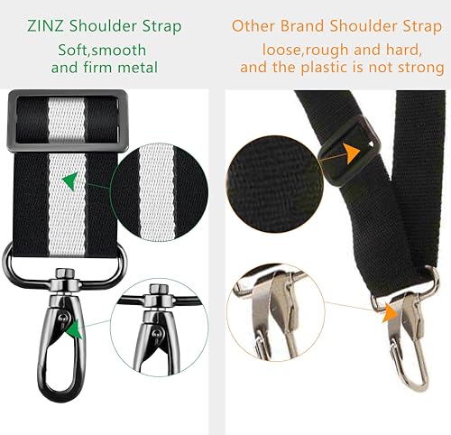 ZINZ Shoulder Strap 58" Ultra-Thick Fixed Padded and Adjustable Buckles Crossbody Strap for Briefcase Laptop Bag Luggage - color: Stripes-BkWBk