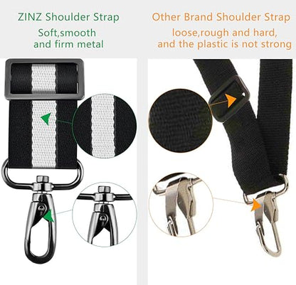 ZINZ Shoulder Strap 58" Ultra-Thick Fixed Padded and Adjustable Buckles Crossbody Strap for Briefcase Laptop Bag Luggage - color: Stripes-BkWBk