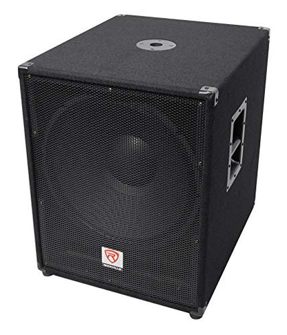 Rockville PBG18 Bundle: 18" 2000W Peak/1000W RMS Passive 8-Ohm Pro Audio Subwoofer with MDF Cabinet, WH4 3" Locking Swivel Steel Caster Wheels for PA Speakers and Subwoofers, 2-Items