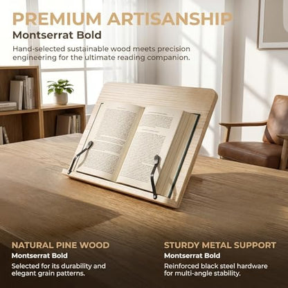 Reading Rack Wooden Bookshelf - Book Stand Foldable with 8 Adjustable Positions and Page Clips,Suitable for cookbooks、iPads、laptops、Sheet Music、and Reading Stands - size: 11x7.9inch
