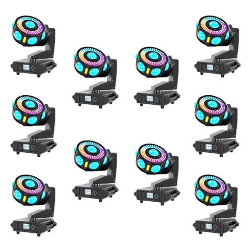 10 Pack 160W 3-Axis Moving Head Lights RGBW 540°Rotation DJ Light with Strobe Effects DMX512 19/25CH with Sound Activated Moving Head Beam Stage Light for Disco Wedding Parties Live Show Bar - color: 10 Pack