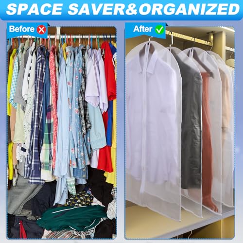 Sintuff 160 Pcs 24'' x 40'' Clear Garment Bags Bulk Clear Hanging Clothes Cover with Full Zipper Hanging Travel Garment Cover Bags for Clothes Storage