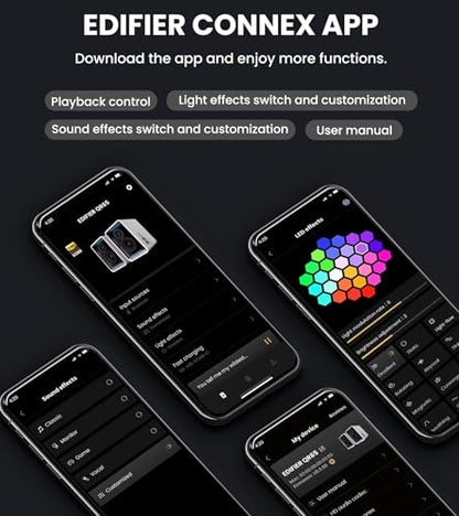 Edifier QR65 RGB Light Desktop Active Monitor, 70W RMS, Hi-Res Audio, Black | LDAC Bluetooth 5.3, 2.75" Long-Throw Aluminum Diaphragm mid-Low Drivers, 65W TurboGaN Charging, SUB Out, Multi Inputs, Stands - color: Black