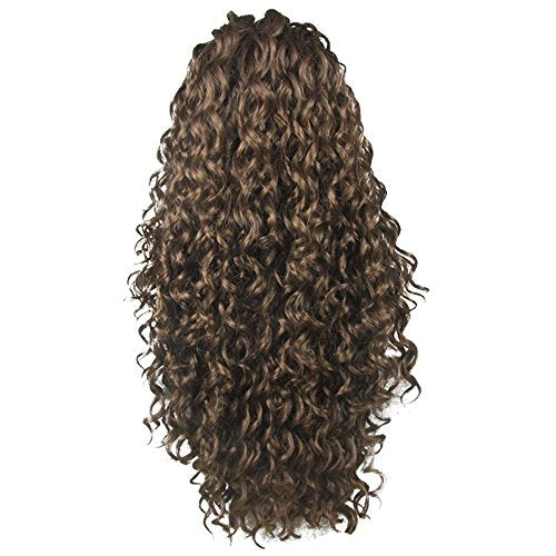 + Hair Cap Long Brown Lace Front Wig for Women Dark Brown Lace Front Wig Dark Long Curly Wig Brown Synthetic Wig Widow Peak Caramel Hair Wig for Women Girls Daily Wear - color: Brown 2