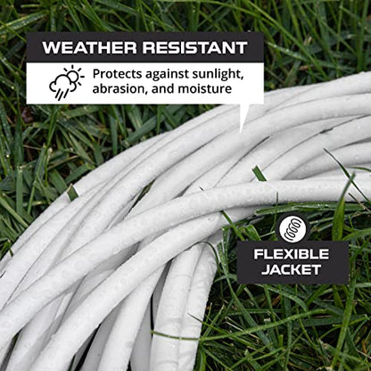 Iron Forge Cable 16 Gauge Heavy Duty White Extension Cord, 25 Ft - SJTW | 16/3 SJTW Cable, 3 Prong Grounded Plug, 13 Amp - For Landscaping, Leaf Blowers, Lights, Appliances - size: 25 Foot