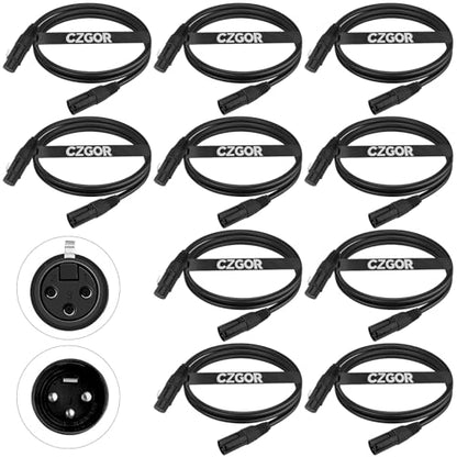 DMX Cable 6.5 ft, 10 Pack Flexible 3 Pin XLR Male Female Cables Wire - color: 6.5FT DMX Cable 10 Pack