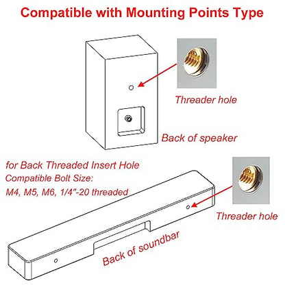 Soundbar Wall Mount Bracket for Vizio Soundbar, Speaker Wall Mounts for Surround Sound or Bookshelf Speakers, Wall Mounting Bracket Works with Most Speakers and Soundbars