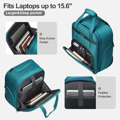 Personal Item 16-Inch Underseat Carry on Luggage With Wheels Lightweight Wheeled Underseater under seat bags for airplanes Upright 2 Wheel,Boy and Girl,Teal Green - color: Green