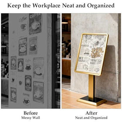 lesolar Adjustable Floor Standing Sign Holder Display, 21" x 29"Menu Stand | Aluminum Alloy Heavy Duty Pedestal Sign Stand, Menu Poster Message Advertisement Display Holder for Restaurant Cafe Hotel