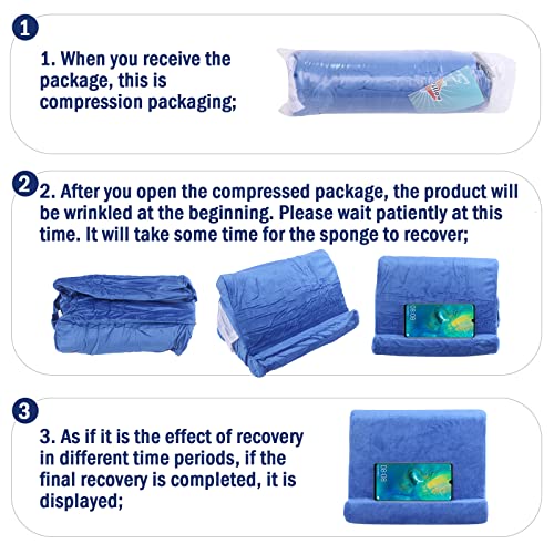 2pcs Multi-Angle Tablet Holder Cushion Stand with Net Pocket & Black Color Phone Stands Upgraded Tablet Pad Support for Phone,Pad,Books (Blue) - color: Blue