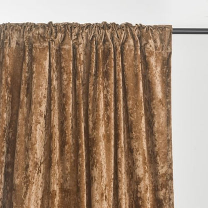 Lux Caramel Crushed Velvet Curtains 2 Panel Set - 84 inches Long Room Darkening Luxury Distressed Velvet Rod Pocket Window Drapes for Living Room Bedroom 52" W x 84" L - color: Caramel, size: 52"W x 84"L (Pack of 2)