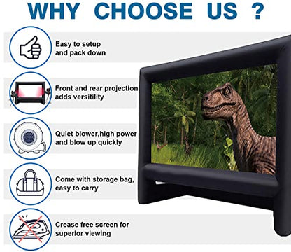XHYCPY 20 Feet Inflatable Projector Screen Outdoor Inflatable Movie Screen with Air Blower Storage Bag, Easy Set Up Blow Up Screen for Backyard Movie Night, Theme Parties, Celebrations - size: 20ft