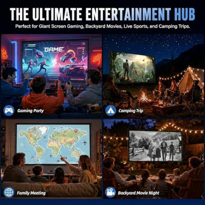 Outdoor Projector Screen with Stand, Portable 16:9 (120-inch) | 4K HD, Wrinkle-Free Display, Washable Fabric, Outdoor Ready, Easy Setup, Carry Bag Included