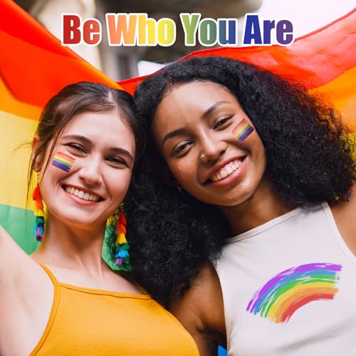 Pride Flag Face Body Paint, Rainbow Face Painting Kit for LGBT Gay Lesbian Pride Day Parades LGBTQ Celebrations Party, Water Based Facepaint for Kids Adults Halloween Cosplay Art Costume SFX Makeup - color: Rainbow Pride