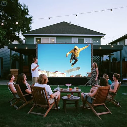 Outdoor Projector Screen and Stand,150-inch Indoor Portable Projection Screen,16:9 4K HD Wrinkle-Free Rear Front Movie Screen with Carry Bag for Backyard Movie Night RVing Home Theater