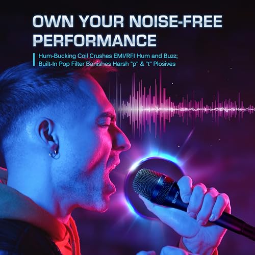 CAROL AC-910 XLR Wired Vocal Microphone, Dynamic Cardioid, No-Switch | AHNC dual-engine noise canceling tech for singing, studio, and stage. incl. 14.8ft (4.5m) XLR cable, mic clip - style: AC-910（no switch）