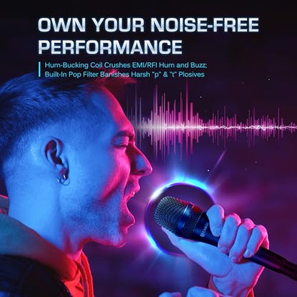 CAROL AC-910 XLR Wired Vocal Microphone, Dynamic Cardioid, No-Switch | AHNC dual-engine noise canceling tech for singing, studio, and stage. incl. 14.8ft (4.5m) XLR cable, mic clip - style: AC-910（no switch）