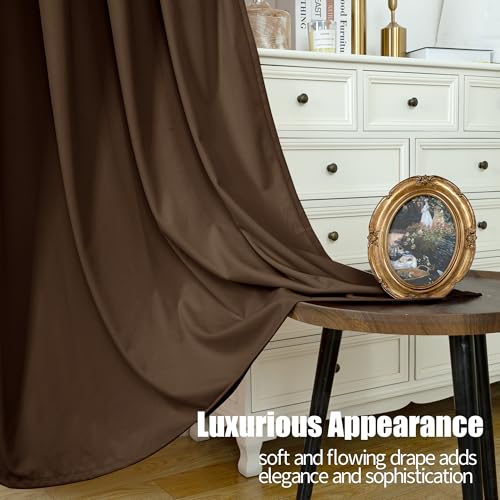 YoungsTex Brown Velvet Curtains 84 Inch Length Living Room Blackout Drapes | Grommet Curtain Privacy for Dining Bedroom Room Darkening, 2 Panels, 52 X 84 Inch - color: Brown, size: 52"W x 84"L (Pack of 2)