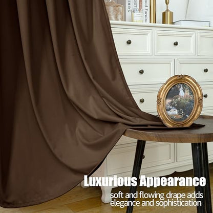 YoungsTex Brown Velvet Curtains 84 Inch Length Living Room Blackout Drapes | Grommet Curtain Privacy for Dining Bedroom Room Darkening, 2 Panels, 52 X 84 Inch - color: Brown, size: 52"W x 84"L (Pack of 2)