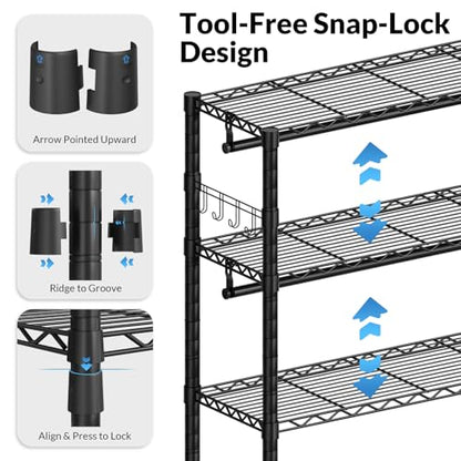 Heavy Duty Rolling Clothes Rack 3 Tiers, Metal Clothing Rack with Wheels, Adjustable Double Garment Rack, Closet Organizer System with 23.6" W x 15.7" D x 76" H, Max Load 400Lbs (Black) - color: Black, size: 23.6" W x 15.7" D x 76" H