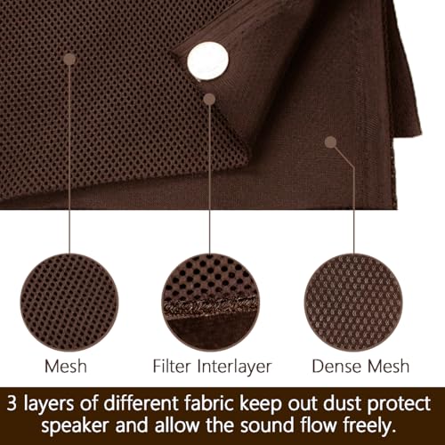Speaker Grille Cloth Stereo Mesh Fabric, Brown, 55x20 in (140x50 cm) | 3-Layer Functional Acoustic Fabric, Fully Sound-Permeable, Dustproof & Stretchable, for Speaker & Furniture Refurbishment - color: Brown, size: 55" x 20"