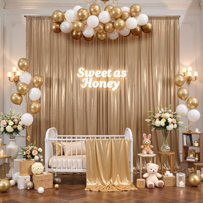 20x10ft Dark Champagne Backdrop Curtains Wedding Party Glitter Sequin Curtain Backdrop Fabric Shimmer Drapes Backdrop Bridal Baby Shower Birthday Christmas Photoshoot Background 5x10FT，4 Panels - color: Dark Champagne, size: 20ft X 10ft(4 Panels 5ft X 10f