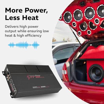 Precision Power Trax Micro Monoblock Class D Car Stereo Amplifier TM1.6000D – 6000W Single Channel Digital Subwoofer Amp with Wired Bass Control & High-Level Inputs for Powerful Audio - size: TM1.6000D