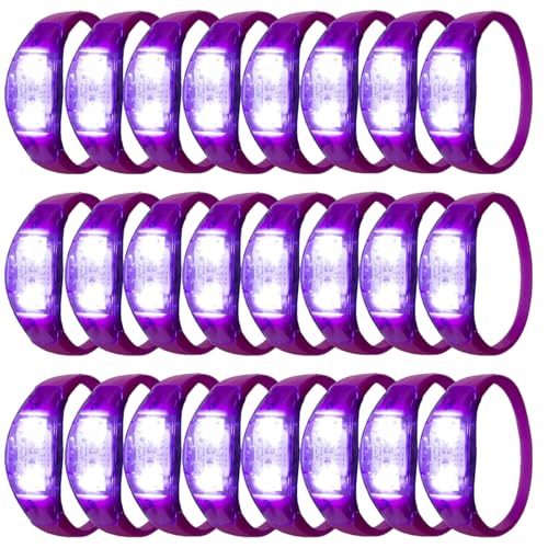 100 Pcs LED Bracelets Sound Activated with Flashing LED Strobe Music Control Light Up Bracelets for Rave, Game Prizes, Birthday Party Favor,Valentine's Day gift - color: Purple
