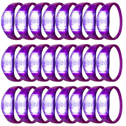 100 Pcs LED Bracelets Sound Activated with Flashing LED Strobe Music Control Light Up Bracelets for Rave, Game Prizes, Birthday Party Favor,Valentine's Day gift - color: Purple