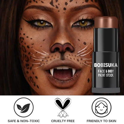 BOBISUKA Brown Face and Body Paint Stick, Chocolate Brown Eye Black Stick for Sports, Waterproof Oil-based Painting Kit for Halloween SFX Camo Cosplay Special Effects Costume Parties Makeup - color: Brown