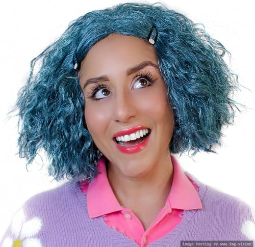 Inside Out Envy Wig Turquoise Blue-Green Wavy Bob Cartoon Emotion Women - style: Envy