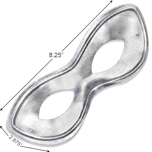Silver Super Hero Fabric Eye Mask - 2.87" x 8.25" - Durable, Comfortable & Perfect Fit - Ideal for Parties, Cosplay & More - color: Silver