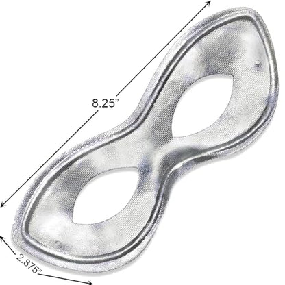Silver Super Hero Fabric Eye Mask - 2.87" x 8.25" - Durable, Comfortable & Perfect Fit - Ideal for Parties, Cosplay & More - color: Silver
