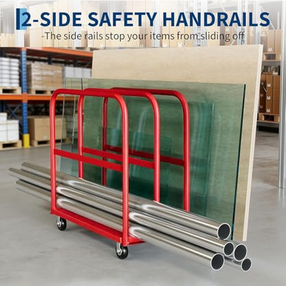 2000LBS Heavy Duty Folding Platform Truck - Side Handrails - 37x24 Inch All-Weather Flatbed Computer Tower Cart - 5" 360° Swivel Wheels - Easy Storage - Red - color: Red