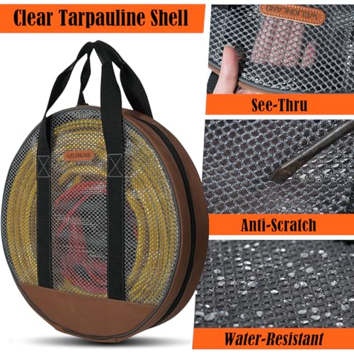 WELKINLAND 16-Inch Jumper Cable Bag, 15L Load & 180° Open Clear Cable Bag | Heavy-Duty Jumper Cable Storage Bag, Full-View Extension Cord Bag, Stay-Organized Hvac Hose Bags
