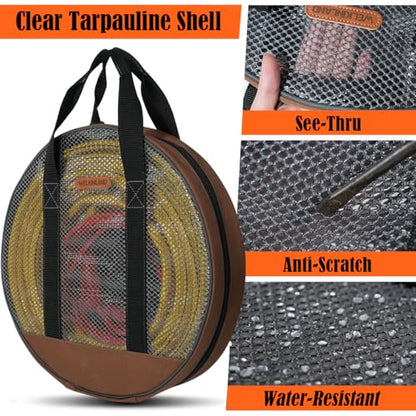 WELKINLAND 16-Inch Jumper Cable Bag, 15L Load & 180° Open Clear Cable Bag | Heavy-Duty Jumper Cable Storage Bag, Full-View Extension Cord Bag, Stay-Organized Hvac Hose Bags