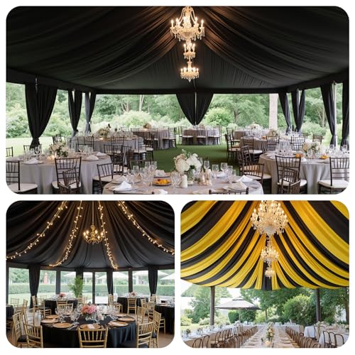 Outpain 10ftx20ft Black Backdrop Ceiling Drapes,2Panels 20ft Height Wrinkle Free Tent Draping Curtains, Fabric Drapery Ceiling Drapes for Wedding Ceremony Birthday Theme Parties with Rod Pocket - color: Black, size: 60"W x 240"L (Pack of 2)