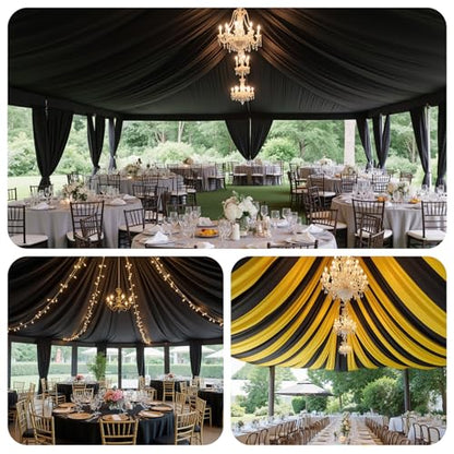 Outpain 10ftx20ft Black Backdrop Ceiling Drapes,2Panels 20ft Height Wrinkle Free Tent Draping Curtains, Fabric Drapery Ceiling Drapes for Wedding Ceremony Birthday Theme Parties with Rod Pocket - color: Black, size: 60"W x 240"L (Pack of 2)