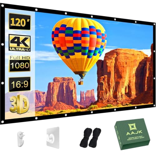 AAJK 120inch Outdoor Projector Screen Anti Crease Portable Movie Screen | Projector Screen Outdoor, Washable, 16:9, Foldable, Home Theater Outdoor Indoor, Support Double Sided Projection Screen - size: 120"