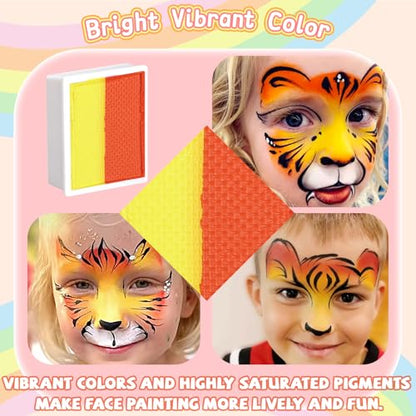 Professional Face Paint（60gm),Water Activated Face Body Painting Kit for Kids & Adults,Hypoallergenic & Non-Toxic,Perfect for Birthday Parties/Halloween/Carnival - color: Six-panel face paint tray